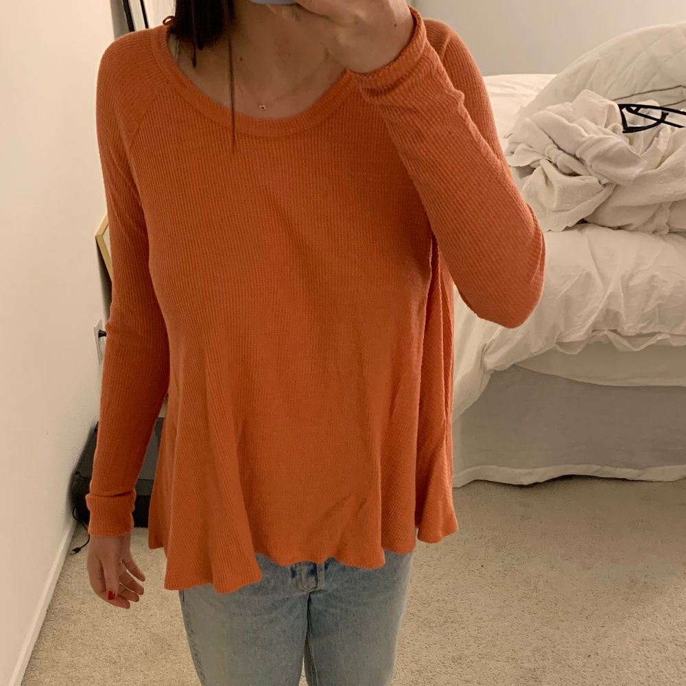 Free People Cozy Thermal Top in Coral